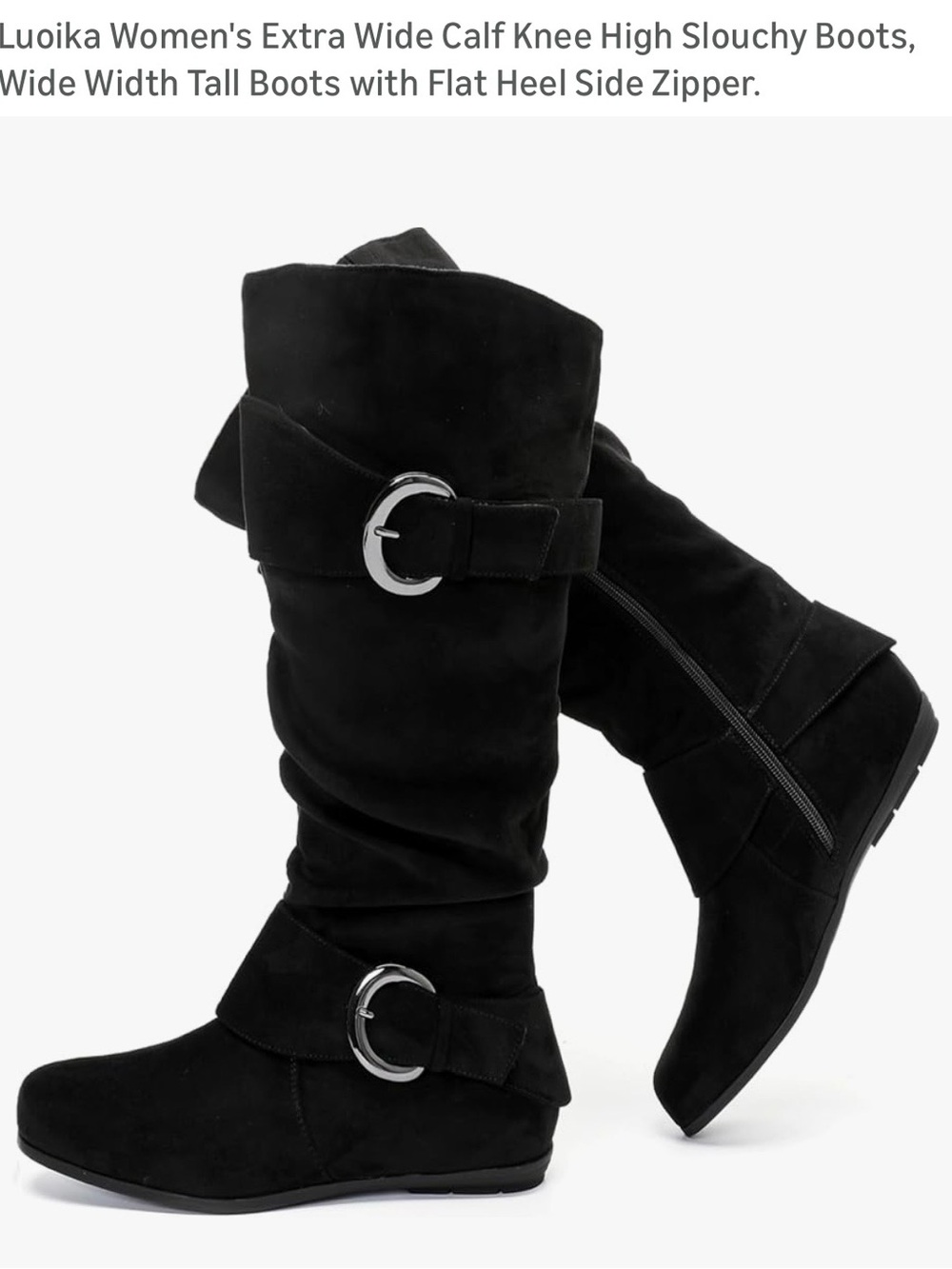 Luoika Women’s Black Slouchy Boots - Size 8 Extra Wide - NWOT